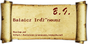 Balaicz Iréneusz névjegykártya